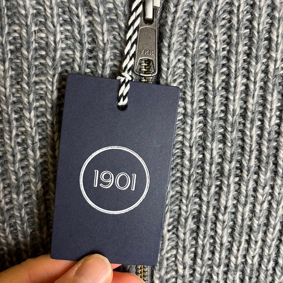 1901 NWT Nordstrom Men’s M Gray Zip Front Cardigan Sweater Mohair Wool Preppy - Picture 3 of 10